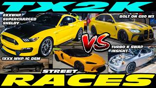 TX2K 2026 RACES ESS G3R SHELBY GT350 VS G80 M3, TURBO K SERIES INSIGHT, 1XXXWHP 1G DSM, CTSV, VIPER