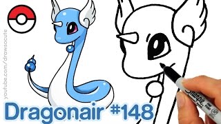 How to Draw Pokemon Dragonair step by step Easy and Cute