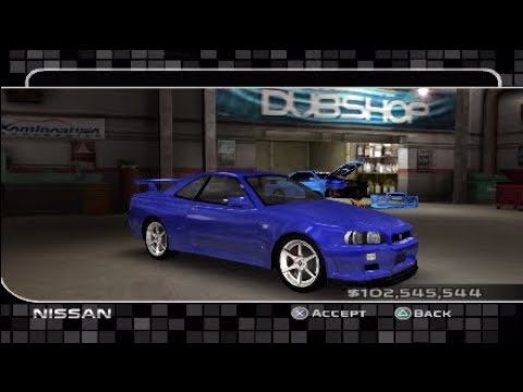 Midnight Club 3 Dub Edition Remix: Nissan Skyline R34 GTR Customization (PCSX2)