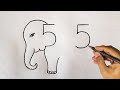 How To Draw Elephant From Number 55 l Drawing Pictures l Elephant Drawing Easy For Beginners.Drawing