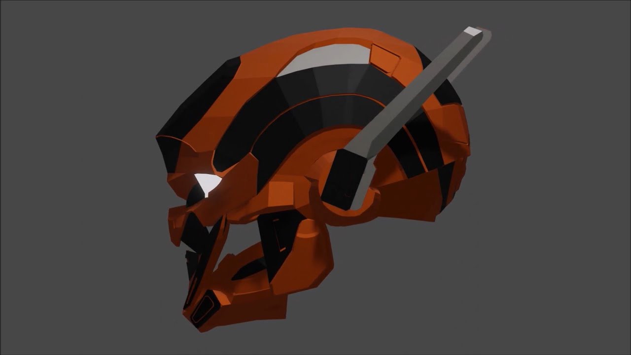 RTX-3000 Orange Helmet Low Poly 3D Model