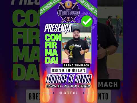 Breno Zummach Confirmado Para os Torneios de Sinuca em Sericita Minas Gerais #amigosdasinuca