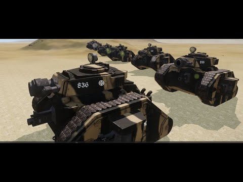 LEMAN RUSS TANKS (DEMOLISHER) MOW DOWN ORKS