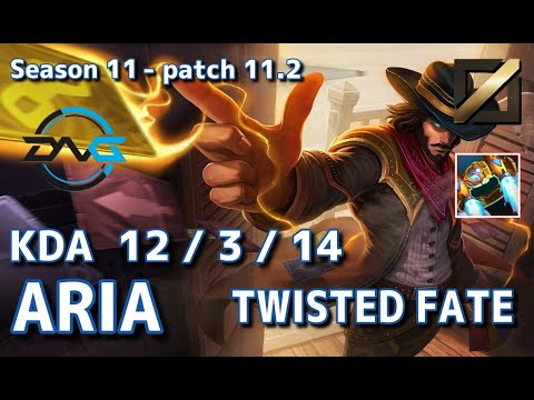 【韓国サーバー/M1】DFM Aria ツイステッドフェイト(Twisted Fate) VS キヤナ(Qiyana) MID - Patch11.2 KR Ranked【LoL】