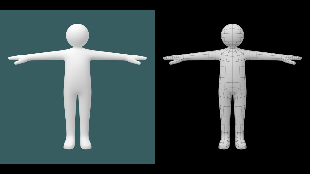 Bambino Stickman nella posa a T Modello 3D