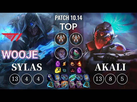 T1 Wooje Sylas vs Akali Top - KR Patch 10.14