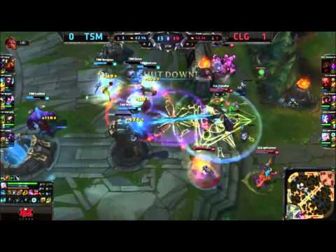NA LCS TSM vs CLG Amazing teamfight and pentakill for Doublelift