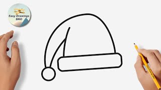 Drawing Santa Claus hat tutorial | How to draw a Santa hat | Christmas Drawing