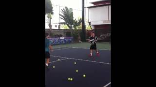 preview picture of video 'Santisuk Klongchaiya Practice Tennis with Big Racket At Cv sport Club'