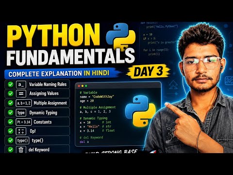 Python Variables Explained In Hindi Variables In Python For Beginners Day 3 Python Tutorial