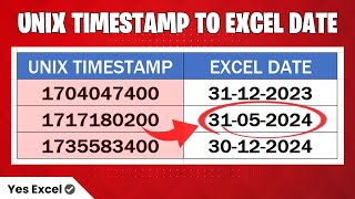 Download the video "Convert Unix Timestamp to Excel Date"