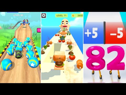 Digit Run 3D vs Sandwich Runner vs Going Balls - Max Level Gameplay