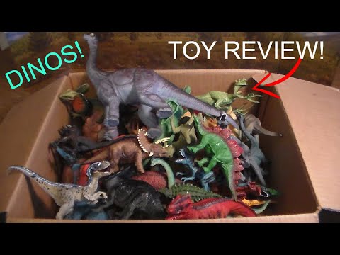 Huge Box OF TOY DINOSAURS! Tyrannosaurus Rex Velociraptor Stegosaurus AND MORE!