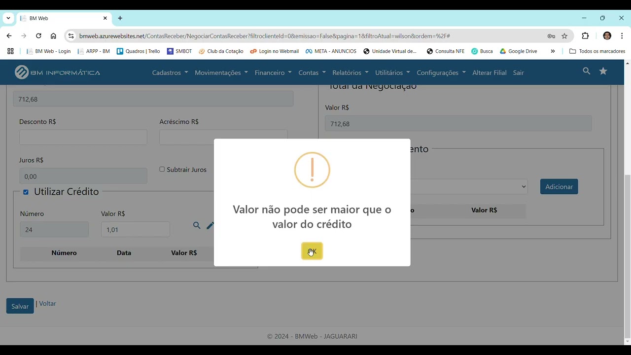 BM - Abatendo Créditos no Contas a Receber