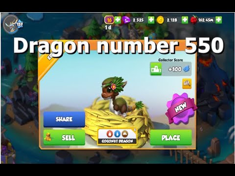 550 Unique Dragons Complete-Dragon Mania Legends | Hatched Coconut Dragon | DML