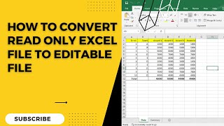 How To Convert A Read Only Excel File To A Editable File