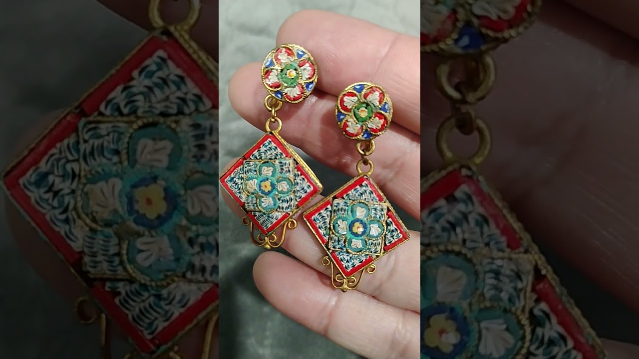 Art Deco Italian Micro Mosaic Earrings! #jewelry #rare #artdeco #micromosaic #earrings