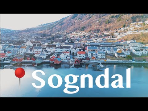 Sogndal, Norway, from above, Sognefjorden and Stedjeåsen