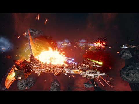 Skalgrim Mod 2021: Pyroclastic Titan in action! Tyranids vs Astartes - Battlefleet Gothic Armada 2