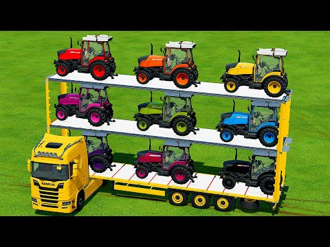 TRANSPORT  COLORED FENDT TRACTORS WITH SCANIA TRUCK - Farming Simulator 22