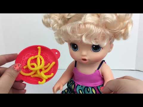 Baby Alive Super Snacks Super Snackin' Noodles Baby Doll Unboxing Details Feeding & Diaper Change Video