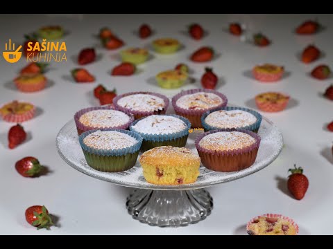 Mafini sa jagodama i čokoladom Strawberries Chocolate Muffins Recipe - Sašina kuhinja