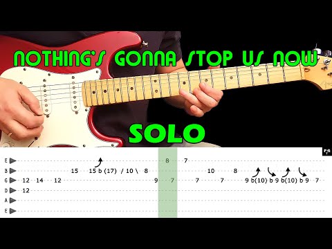 NOTHING'S GONNA STOP US NOW - Guitar lesson - Guitar solo (with tabs) - Starship-fast & slow version Video