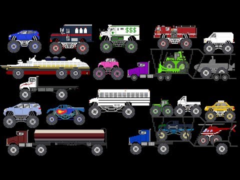 Monster Vehicles 4 - Monster Trucks & Street Vehicles - The Kids' Picture Show (Learning Video)