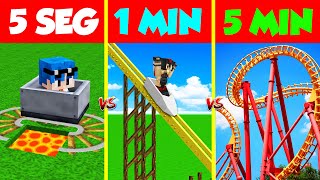 CONSTRUIMOS EL PARQUE DE ATRACCIONES MÁS PELIGROSO 😂⏰ EN 5 SEGUNDOS VS 1 MIN VS 5 MIN 🎢 MINECRAFT