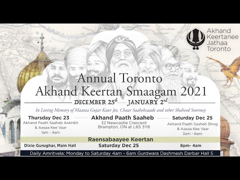 Akhand Keertan Thursday Evening (Toronto Dec. 2021 Annual Akhand Keertan Smaagam) (AKJ.Org)