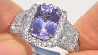 GIA Certified UNHEATED Natural VVS Clarity Violet Sapphire Diamond 14k White Gold Estate Ring - C265