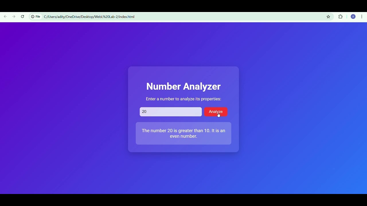Number Analyzer (WEBL Lab-2)