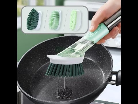 All for Kitchen Soap Detergent Dispenser Dishwashing Sponge Scrubber Dish Silicone Cleaning Brush