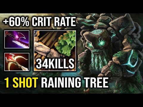 WTF Level 30 Late Game Tiny 1 Shot Raining Tree Valley 60% Crit Rate Hard Carry Dota 2