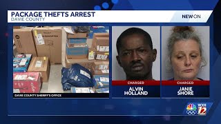 Suspected package thiefs arrested during traffic stop in Davie County