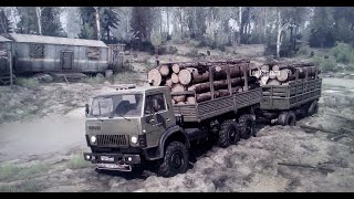 MudRunner. the valley / unlock both garages & load some logs.