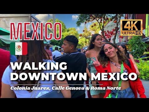 🇲🇽 Mexico City Walking Tour - Colonia Juarez, Calle Genova & Roma Norte [4K HDR / 60fps]