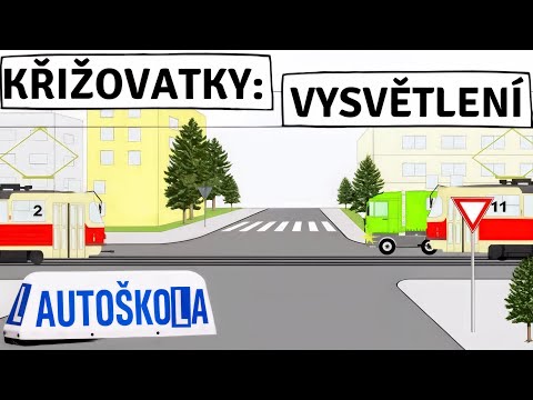 AUTOŠKOLA: KŘIŽOVATKY🚦 – Vysvětlení & Pravidla & Teorie | Řešení křižovatek v testu • Video