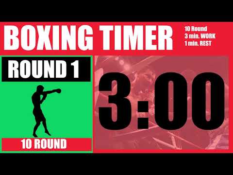 10 Round Boxing Match Training Workout  Timer - 10 x 3min with 1 min Rest