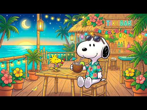 Cozy Evening at Tiki Lounge with Snoopy 🍹🥥 Soft Jazz for Deep Work & Study 🎶✨