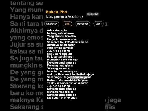 Lirik Lagu Bukan Pho-Liany Panmuma feat.aldo bz 🎶