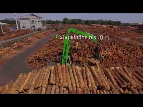 SENNEBOGEN 723 E-Serie im Sägewerk, Holzumschlag bei Hit Holz Deutschland