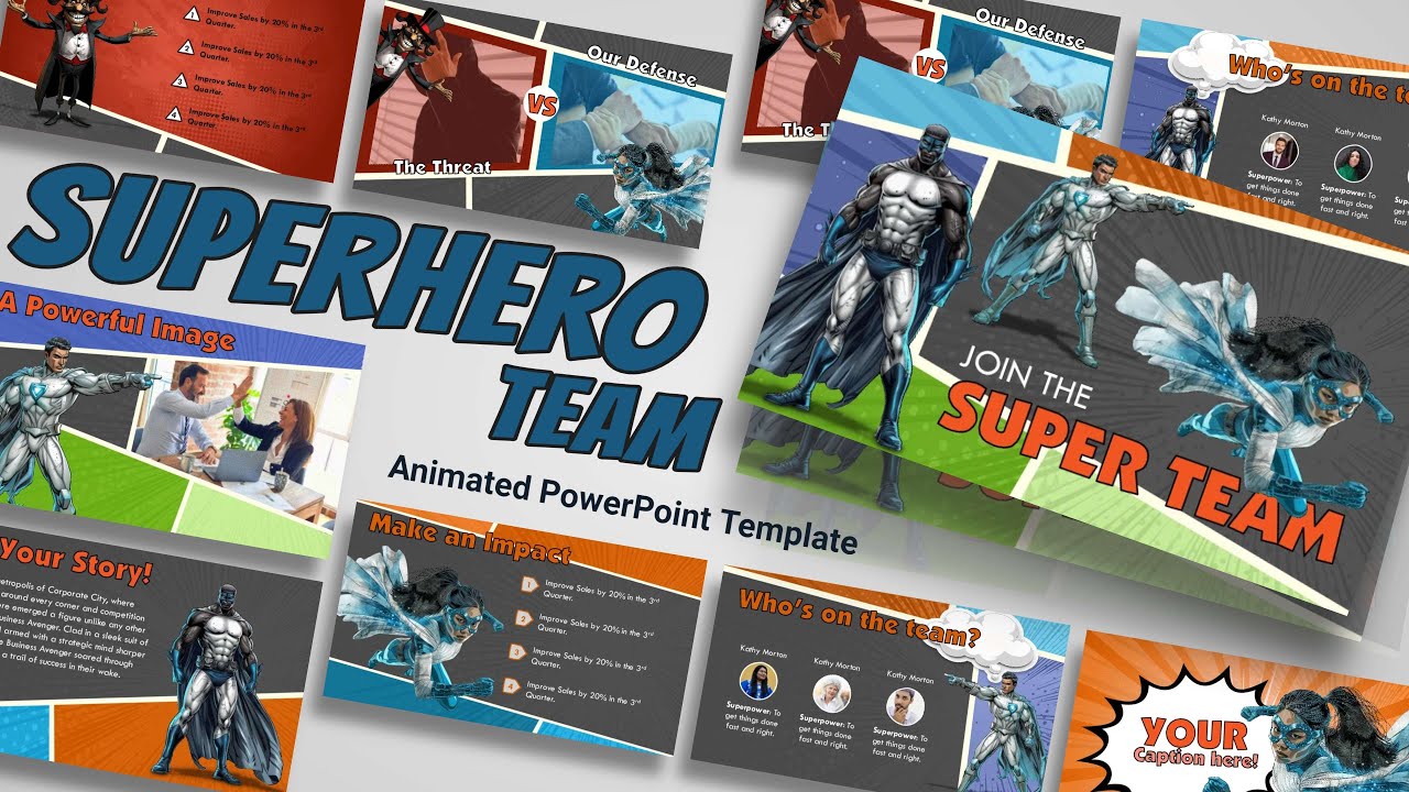 Unleash Your Inner Hero with This Dynamic Animated Superhero PowerPoint Template!