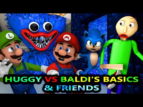 NEW BALDI'S BASICS X HUGGY WUGGY CHALLENGE! Ft. Sonic & Mario Minecraft Horror Game Animation Video
