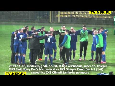 tv.nsk.pl 2013-11-03 MKS Świt Nowy Dwór Mazowiecki - ZKS Olimpia Zambrów 1-2 (1-0) zawodnicy Olimpii