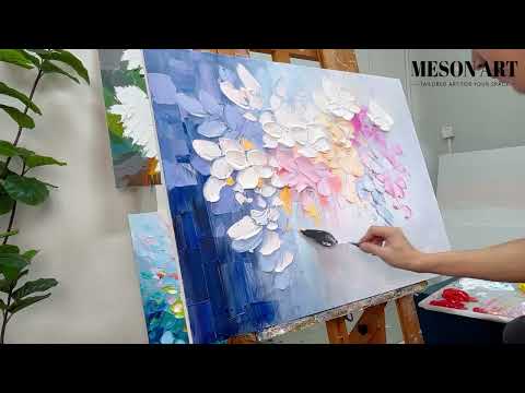 Large Colorful Flowers Texture Painting Flowers Palette Wall Art Decor Flowers Canvas Art For Sale