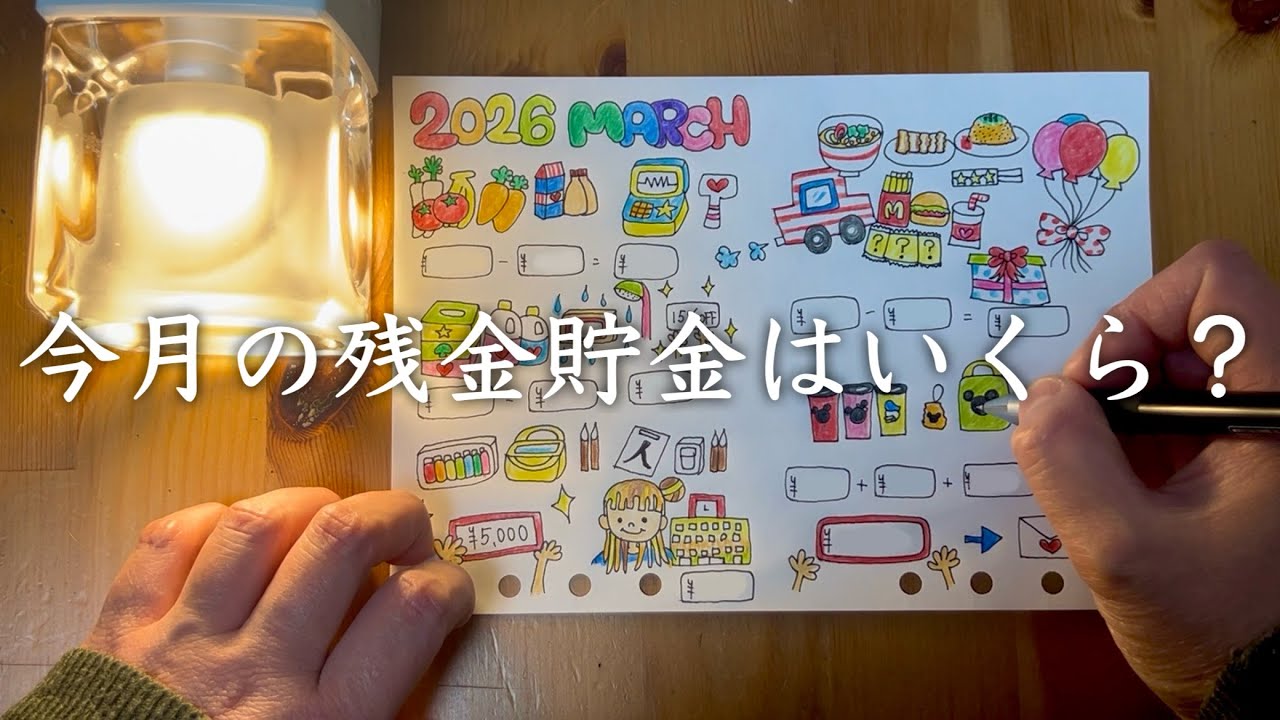 【特別編イラスト🎨】娘の大学資金200万円を貯めるまで🍀節約主婦の家計管理/ イラストのみの動画になります\◡̉̈/ 月末の貯金ルーティン/ 家計簿