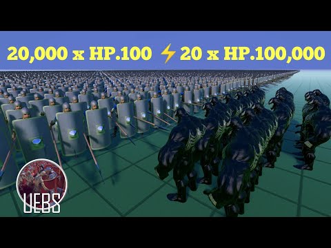 20,000 Spearman VS. 20 Venom - Total HP. 2M each side - Ultimate Epic Battle Simulator - UEBS