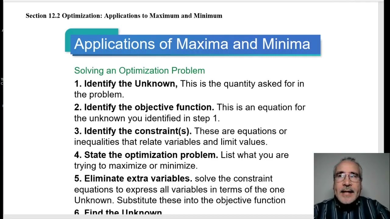 MAT210 Test #2 Review 12.2 Optimization