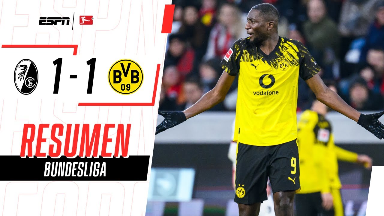 CON UN JUGADOR MENOS, DORTMUND APENAS PUDO SUMAR UN PUNTO | Friburgo 1-1 B. Dortmund | RESUMEN